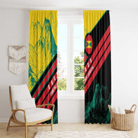 Grenada Mountain Graphic Window Curtain with National Flag and Saint Catherine Quote Design - Wonder Print Shop