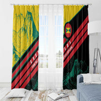 Grenada Mountain Graphic Window Curtain with National Flag and Saint Catherine Quote Design - Wonder Print Shop