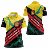 Grenada Mountain Graphic Women Polo Shirt with National Flag and Saint Catherine Quote Design - Wonder Print Shop