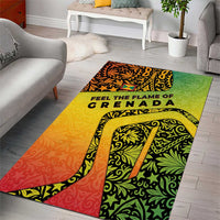 Grenada Tribal Floral Pattern Area Rug with Rasta Gradient and Flame Motto Design - Wonder Print Shop