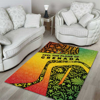 Grenada Tribal Floral Pattern Area Rug with Rasta Gradient and Flame Motto Design - Wonder Print Shop