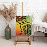 Grenada Tribal Floral Pattern Canvas Wall Art with Rasta Gradient and Flame Motto Design - Wonder Print Shop