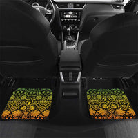 Grenada Tribal Floral Pattern Car Mats with Rasta Gradient and Flame Motto Design - Wonder Print Shop