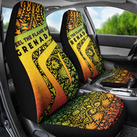 Grenada Tribal Floral Pattern Car Seat Cover with Rasta Gradient and Flame Motto Design - Wonder Print Shop