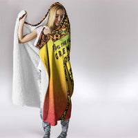 Grenada Tribal Floral Pattern Hooded Blanket with Rasta Gradient and Flame Motto Design - Wonder Print Shop