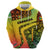 Grenada Tribal Floral Pattern Hoodie with Rasta Gradient and Flame Motto Design - Wonder Print Shop