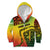 Grenada Tribal Floral Pattern Kid Hoodie with Rasta Gradient and Flame Motto Design - Wonder Print Shop