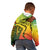 Grenada Tribal Floral Pattern Kid Hoodie with Rasta Gradient and Flame Motto Design - Wonder Print Shop