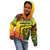 Grenada Tribal Floral Pattern Kid Hoodie with Rasta Gradient and Flame Motto Design - Wonder Print Shop