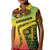 Grenada Tribal Floral Pattern Kid Polo Shirt with Rasta Gradient and Flame Motto Design - Wonder Print Shop