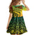Grenada Tribal Floral Pattern Kid Short Sleeve Dress with Rasta Gradient and Flame Motto Design - Wonder Print Shop