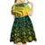 Grenada Tribal Floral Pattern Kid Short Sleeve Dress with Rasta Gradient and Flame Motto Design - Wonder Print Shop