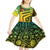Grenada Tribal Floral Pattern Kid Short Sleeve Dress with Rasta Gradient and Flame Motto Design - Wonder Print Shop