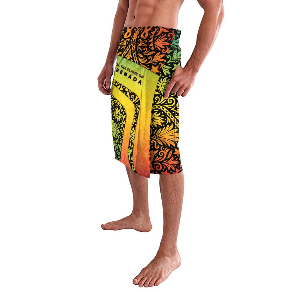 Grenada Tribal Floral Pattern Lavalava with Rasta Gradient and Flame Motto Design - Wonder Print Shop