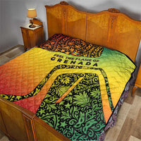 Grenada Tribal Floral Pattern Quilt with Rasta Gradient and Flame Motto Design - Wonder Print Shop