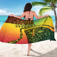 Grenada Tribal Floral Pattern Sarong with Rasta Gradient and Flame Motto Design - Wonder Print Shop