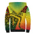 Grenada Tribal Floral Pattern Sherpa Hoodie with Rasta Gradient and Flame Motto Design - Wonder Print Shop