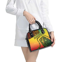 Grenada Tribal Floral Pattern Shoulder Handbag with Rasta Gradient and Flame Motto Design - Wonder Print Shop