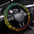 Grenada Tribal Floral Pattern Steering Wheel Cover with Rasta Gradient and Flame Motto Design - Wonder Print Shop
