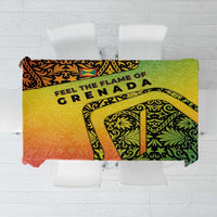 Grenada Tribal Floral Pattern Tablecloth with Rasta Gradient and Flame Motto Design - Wonder Print Shop
