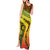 Grenada Tribal Floral Pattern Tank Maxi Dress with Rasta Gradient and Flame Motto Design - Wonder Print Shop