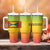 Grenada Tribal Floral Pattern Tumbler With Handle with Rasta Gradient and Flame Motto Design - Wonder Print Shop