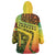 Grenada Tribal Floral Pattern Wearable Blanket Hoodie with Rasta Gradient and Flame Motto Design - Wonder Print Shop