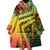 Grenada Tribal Floral Pattern Wearable Blanket Hoodie with Rasta Gradient and Flame Motto Design - Wonder Print Shop