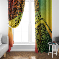 Grenada Tribal Floral Pattern Window Curtain with Rasta Gradient and Flame Motto Design - Wonder Print Shop