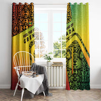 Grenada Tribal Floral Pattern Window Curtain with Rasta Gradient and Flame Motto Design - Wonder Print Shop