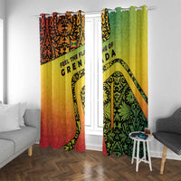 Grenada Tribal Floral Pattern Window Curtain with Rasta Gradient and Flame Motto Design - Wonder Print Shop