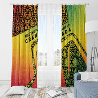 Grenada Tribal Floral Pattern Window Curtain with Rasta Gradient and Flame Motto Design - Wonder Print Shop