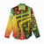 Grenada Tribal Floral Pattern Women Casual Shirt with Rasta Gradient and Flame Motto Design - Wonder Print Shop