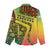 Grenada Tribal Floral Pattern Women Casual Shirt with Rasta Gradient and Flame Motto Design - Wonder Print Shop