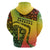 Grenada Tribal Floral Pattern Zip Hoodie with Rasta Gradient and Flame Motto Design - Wonder Print Shop