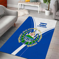 El Salvador National Flag Area Rug with Coat of Arms and Blue White Stripes Design - Wonder Print Shop