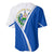 El Salvador National Flag Baseball Jersey with Coat of Arms and Blue White Stripes Design - Wonder Print Shop