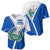 El Salvador National Flag Baseball Jersey with Coat of Arms and Blue White Stripes Design - Wonder Print Shop