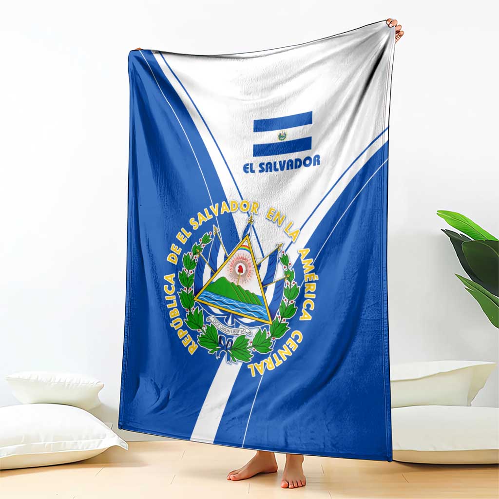 El Salvador National Flag Blanket with Coat of Arms and Blue White Stripes Design - Wonder Print Shop