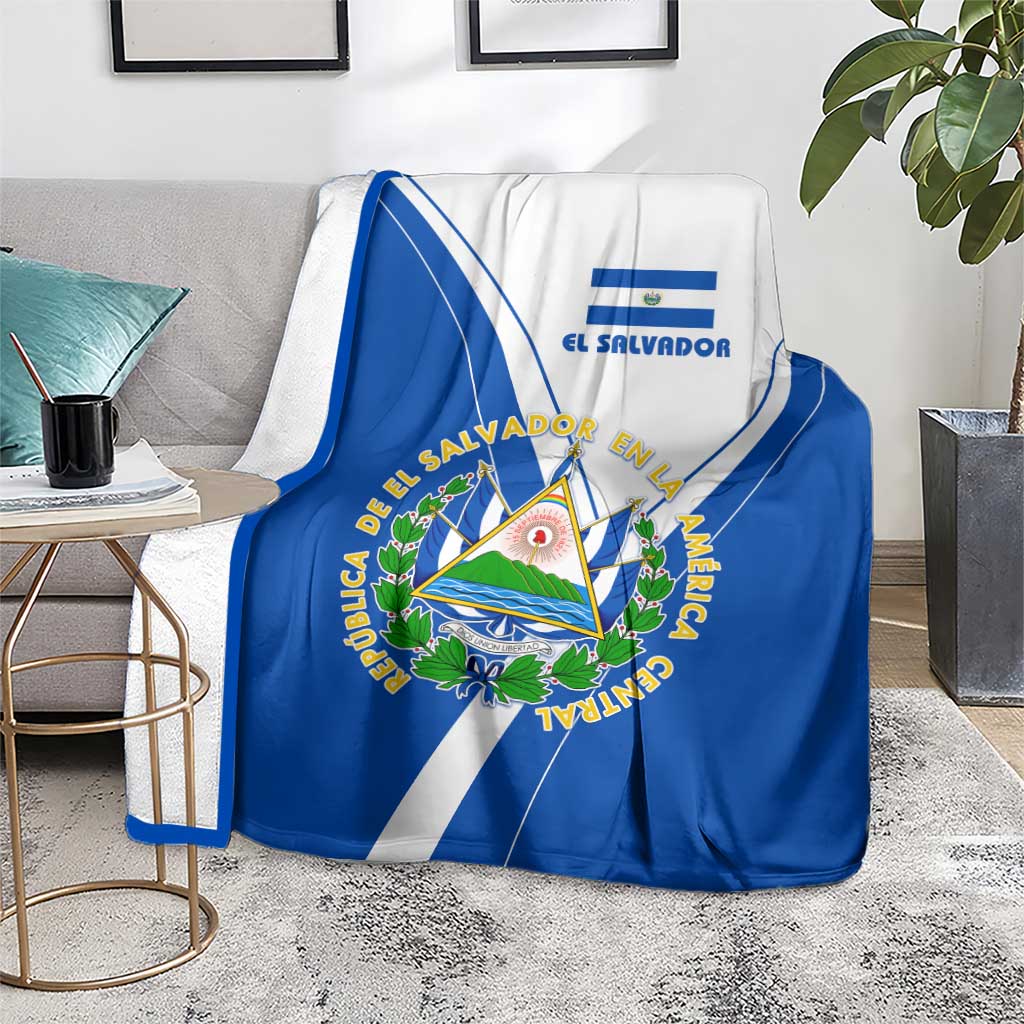 El Salvador National Flag Blanket with Coat of Arms and Blue White Stripes Design - Wonder Print Shop