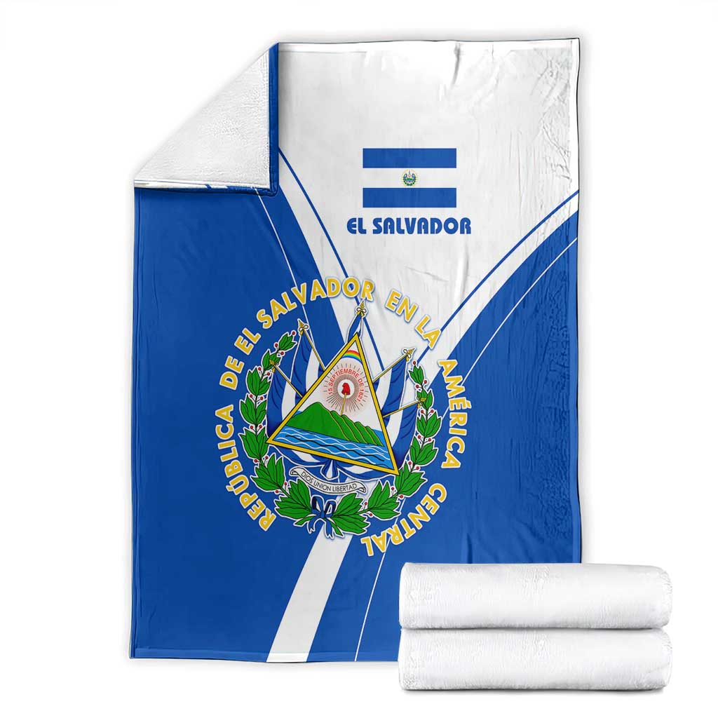 El Salvador National Flag Blanket with Coat of Arms and Blue White Stripes Design - Wonder Print Shop