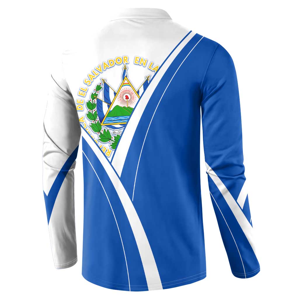 El Salvador National Flag Button Sweatshirt with Coat of Arms and Blue White Stripes Design - Wonder Print Shop