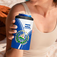 El Salvador National Flag 4 in 1 Can Cooler Tumbler with Coat of Arms and Blue White Stripes Design - Wonder Print Shop