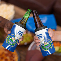 El Salvador National Flag 4 in 1 Can Cooler Tumbler with Coat of Arms and Blue White Stripes Design - Wonder Print Shop