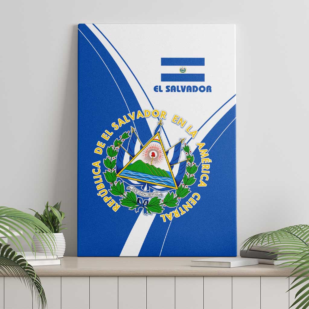 El Salvador National Flag Canvas Wall Art with Coat of Arms and Blue White Stripes Design - Wonder Print Shop
