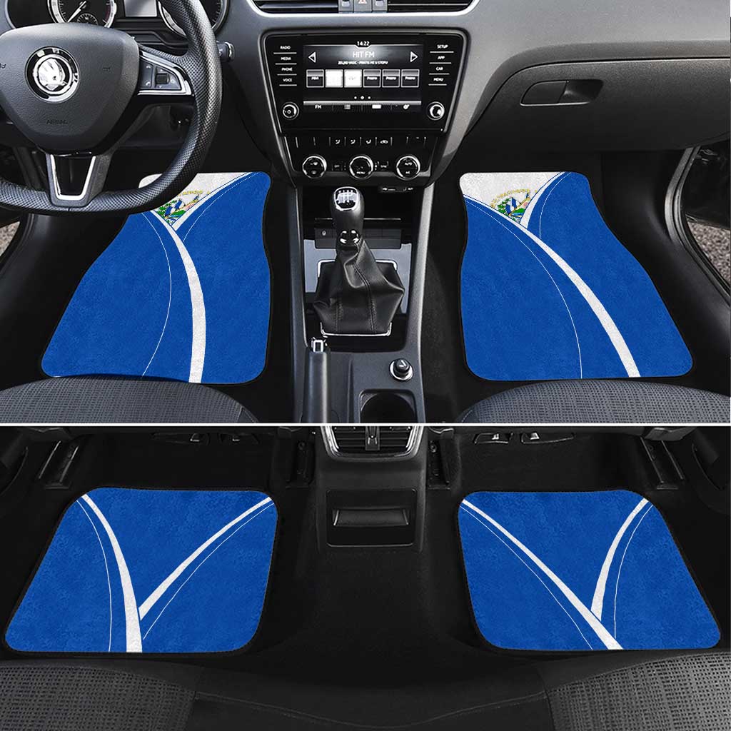 El Salvador National Flag Car Mats with Coat of Arms and Blue White Stripes Design - Wonder Print Shop