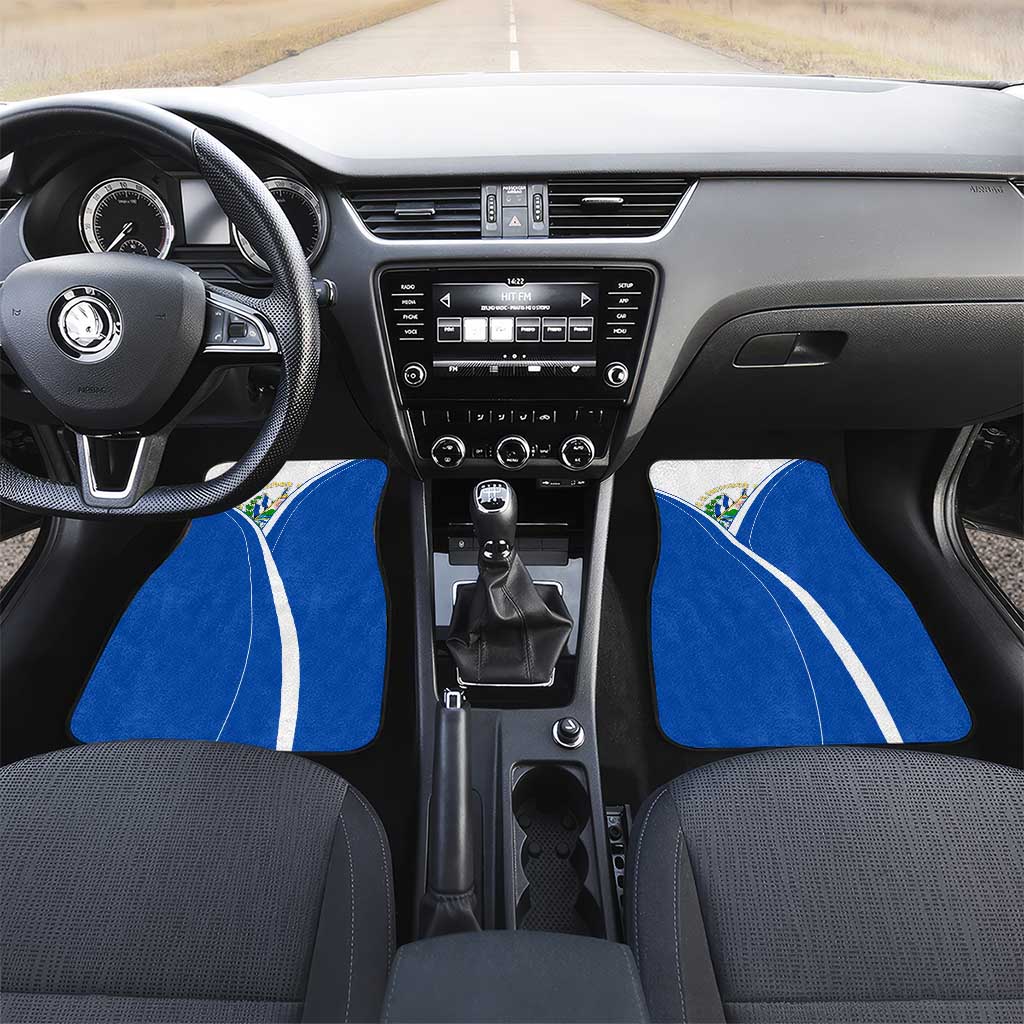 El Salvador National Flag Car Mats with Coat of Arms and Blue White Stripes Design - Wonder Print Shop