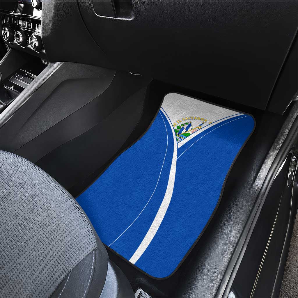 El Salvador National Flag Car Mats with Coat of Arms and Blue White Stripes Design - Wonder Print Shop