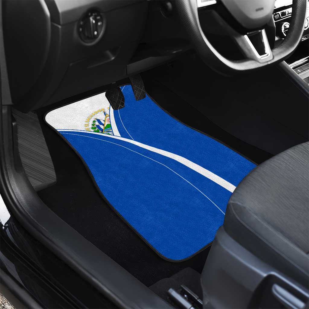 El Salvador National Flag Car Mats with Coat of Arms and Blue White Stripes Design - Wonder Print Shop