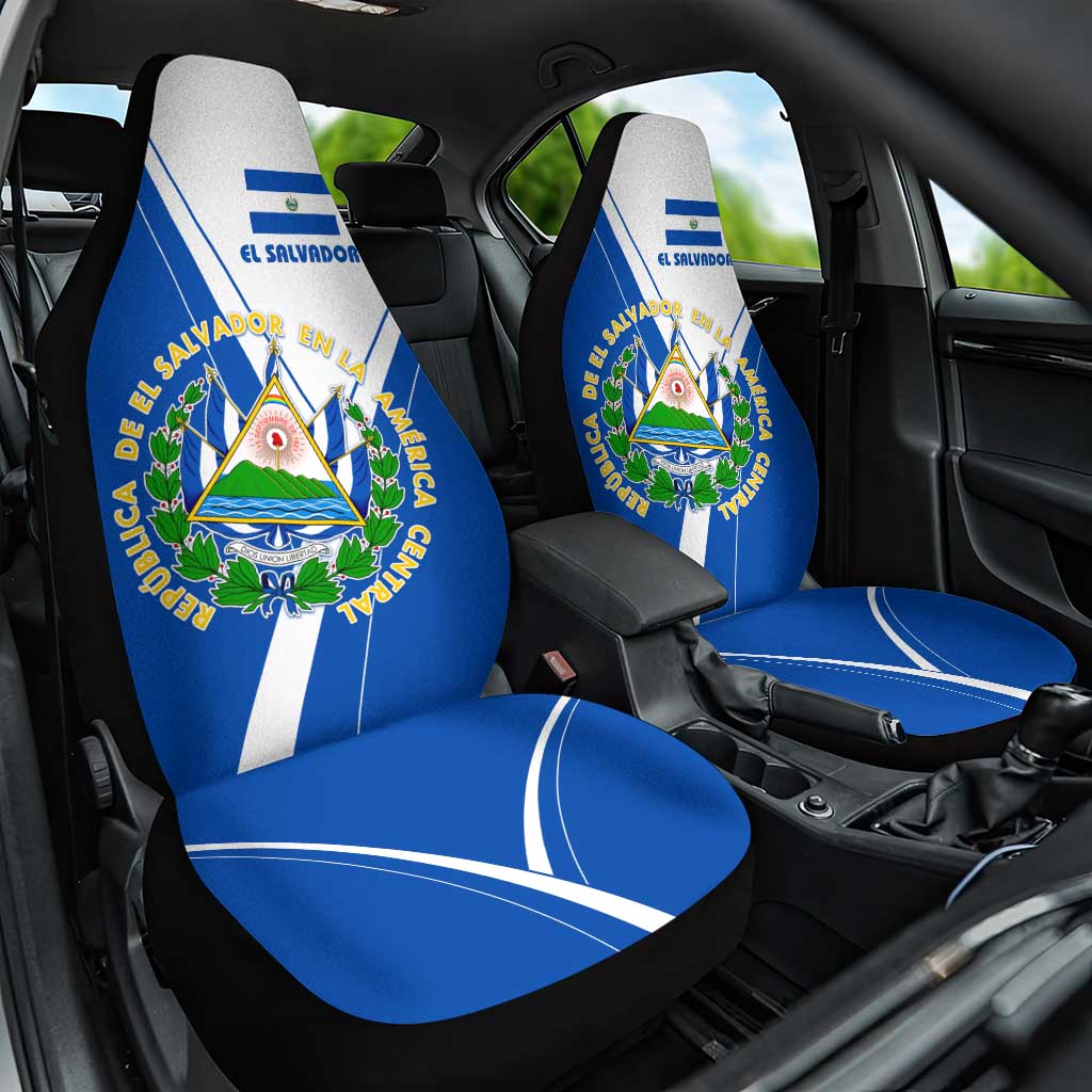 El Salvador National Flag Car Seat Cover with Coat of Arms and Blue White Stripes Design - Wonder Print Shop